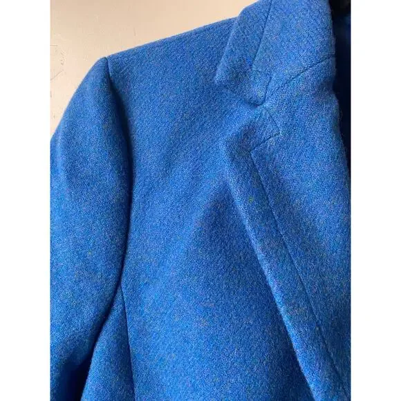 NWT Talbots Blue Wool Blend 2 Crested Button Lined Career Blazer Jacket Sz 12